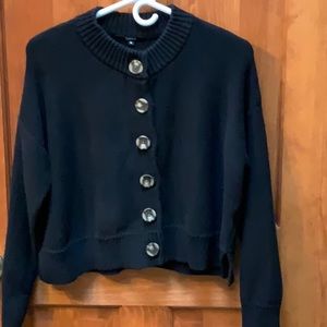 Quince Organic Cotton Cropped Cardigan. Medium M